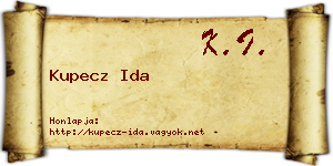 Kupecz Ida névjegykártya